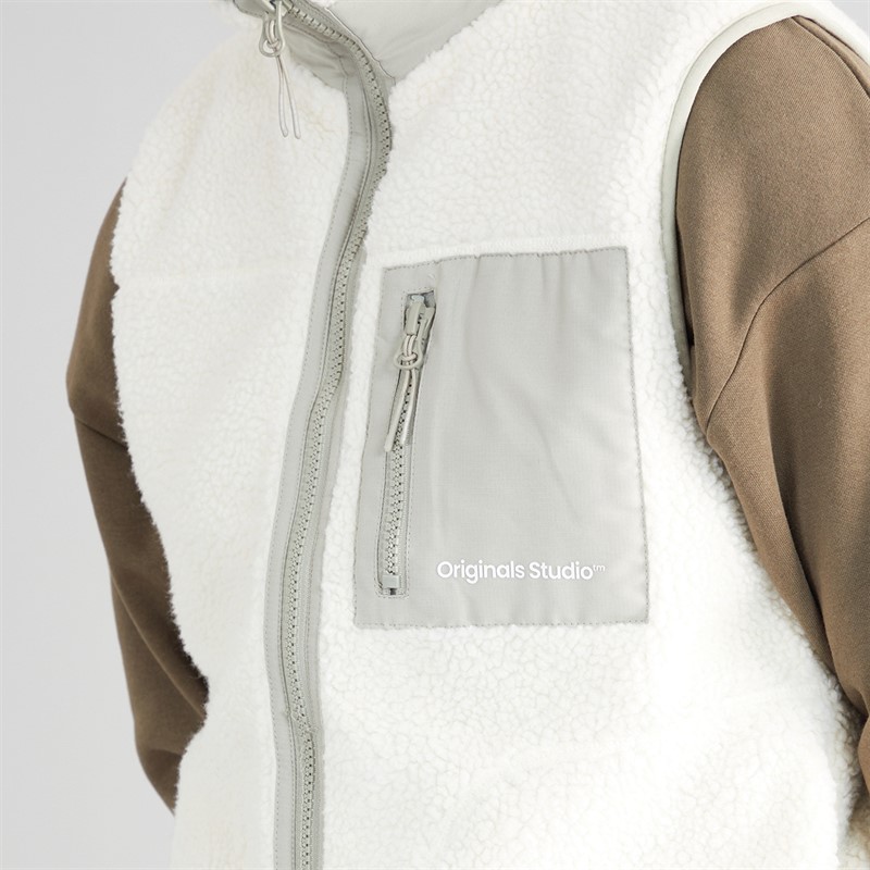 JACK & JONES Mens Vesterbro Teddy Bodywarmer Cloud Dancer