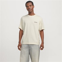 JACK & JONES Mens Slington Type Crew Neck T-Shirt Antique White