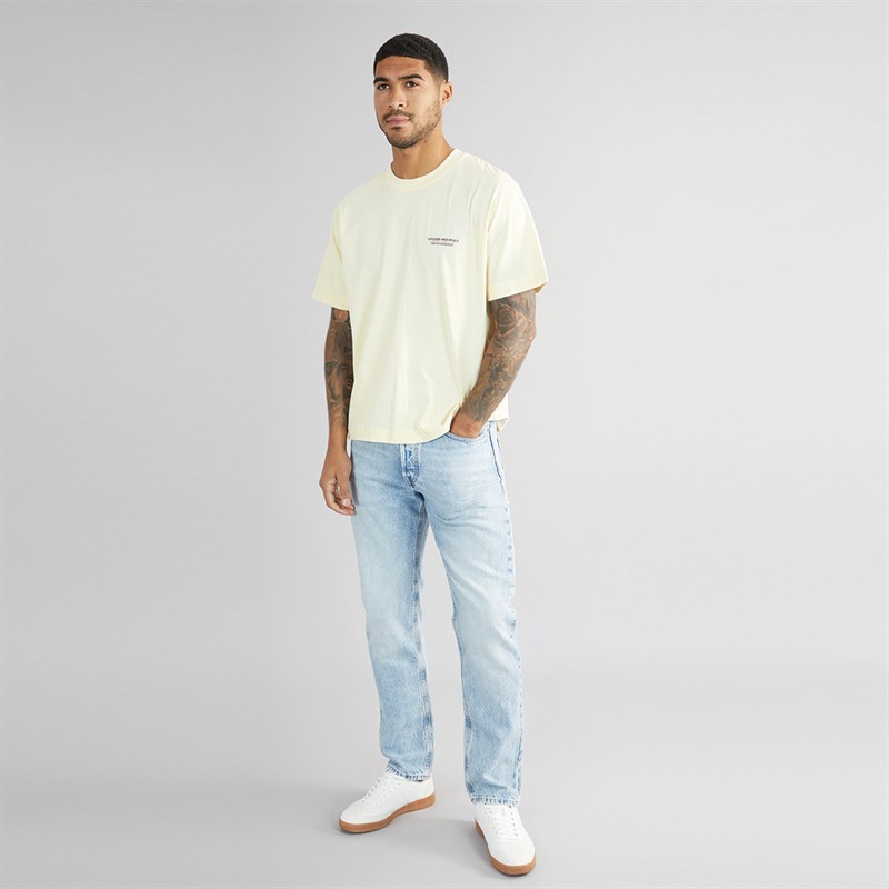 JACK & JONES Mens Slington Type Crew Neck T-Shirt Antique White