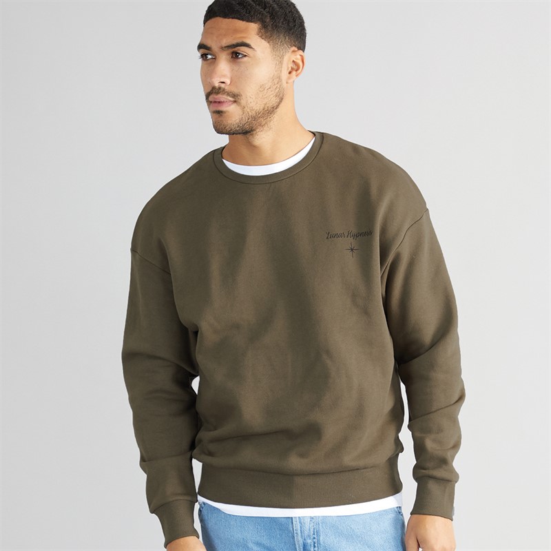 JACK & JONES Mens Mystic Crew Neck Sweatshirt Canteen