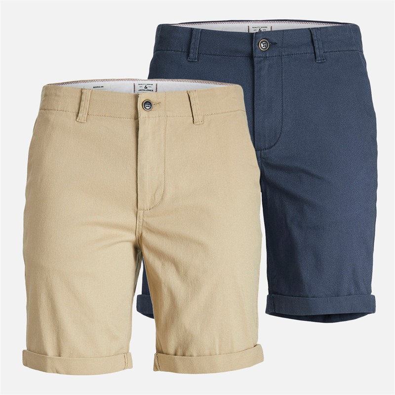 JACK & JONES Heren JJ Dave Set van 2 Chino Shorts Navy / wit Peppper - Maat XL