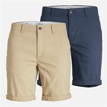 JACK & JONES Herren JJ Dave 2er-Pack Chino Shorts Marineblau / Weiss Peppper