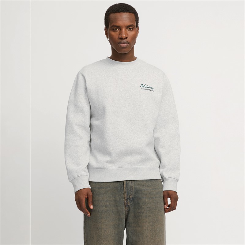 JACK & JONES Mens Jorbradley Cleveland Sweatshirt White Melange