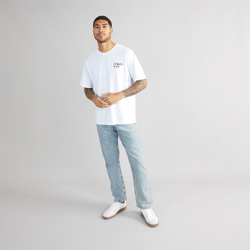 JACK & JONES Mens Jorbradley Fleur T-Shirt Bright White