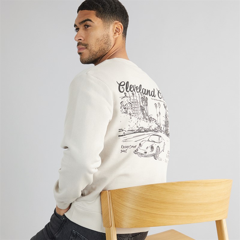 JACK & JONES Mens Jorbradley Cleveland Sweatshirt Moonbeam - Size XXL