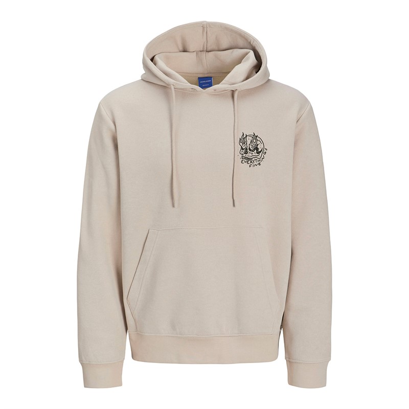 JACK & JONES Mens Jorbradley Frank Hoodie Moonbeam