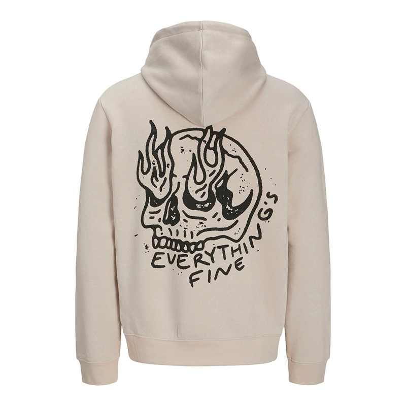JACK & JONES Mens Jorbradley Frank Hoodie Moonbeam