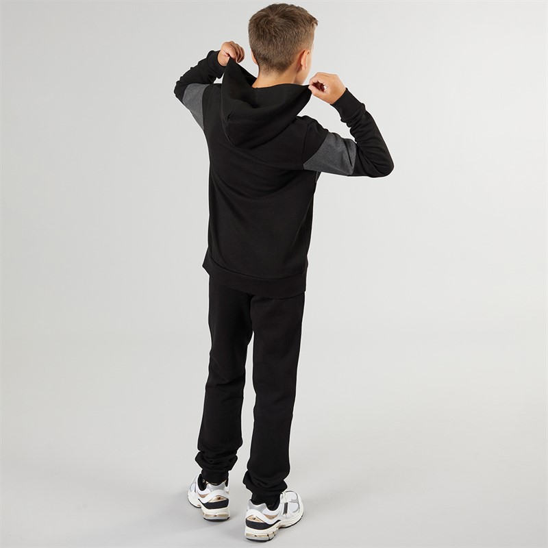 JACK & JONES Junge Lakewood Hoodie und Jogginghose Trainingsanzug Schwarz/Dunkelgrau Melange Panel