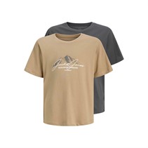 JACK & JONES Pacquet Double t-shirts de montagne Garçon Silver Mink/Asphalt
