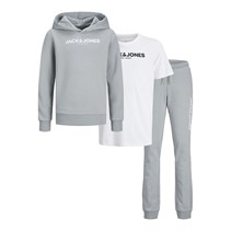 JACK & JONES Jongens Rarry Driedelig Trainingspak En T-shirt Set Alloy / Wit
