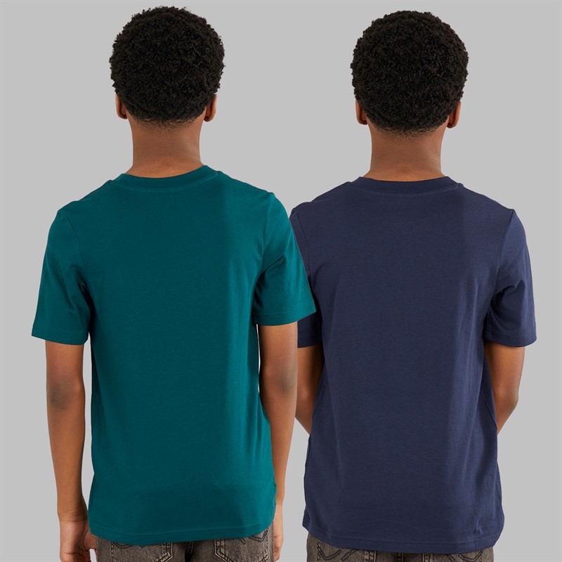 JACK & JONES Junge Tiley Rundhals 2er-Pack T-Shirts Deep Teal / Navy Blazer