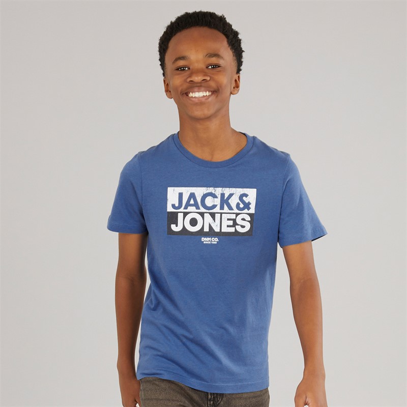 JACK & JONES Junge Atfal 3er-Pack T-Shirts Kobaltblau / Weiß / Marine Druck
