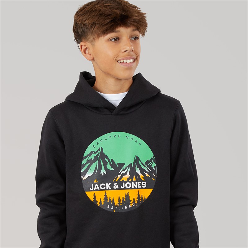 JACK & JONES Boys Peak Hoodie Black