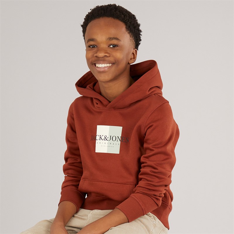 JACK & JONES Boys Frederiksberg Box Hoodie Brany Brown