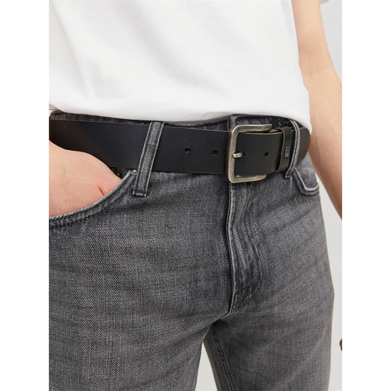 JACK & JONES Mens Jacflag Leather Belt Black