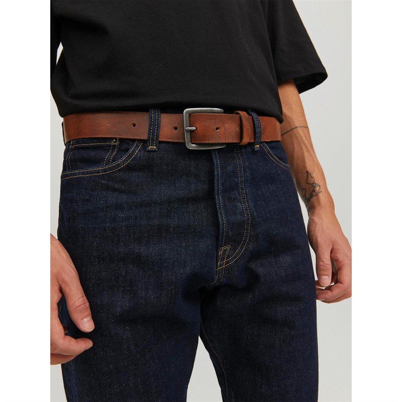 JACK & JONES Mens Jacvictor Leather Belt Mocha Bisque