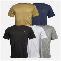 JACK & JONES Mens JXJ Five Pack T-Shirts Black/White/Grey/Light Khaki/Navy