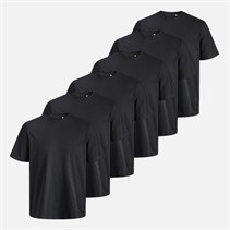 JACK & JONES Mens Breeze Standard Six Pack T-Shirts Black