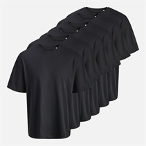 JACK & JONES Mens Gust Oversized Six Pack T-Shirts Black