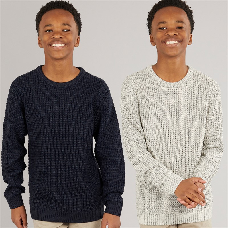JACK & JONES Boys Two Pack Knit Crew Neck Jumpers Moonbean/Sky Captain