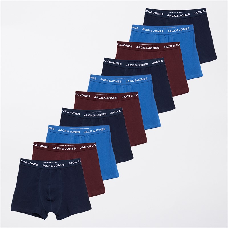 JACK & JONES Junge Zehnerpack Boxershorts Marine/Kobalt/Burgund