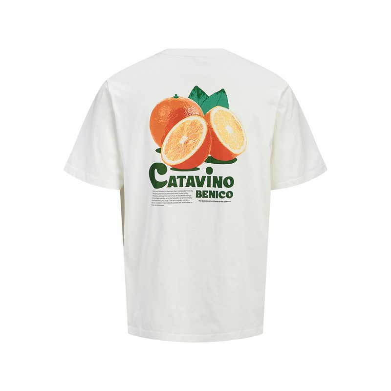 JACK & JONES Mens Bradley Fruits Short Sleeve T-Shirt Cloud Dancer