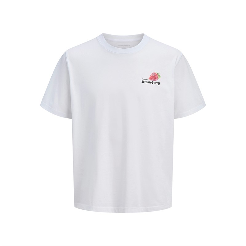 JACK & JONES Mens Bradley Fruits Short Sleeve T-Shirt Bright White - Size XL