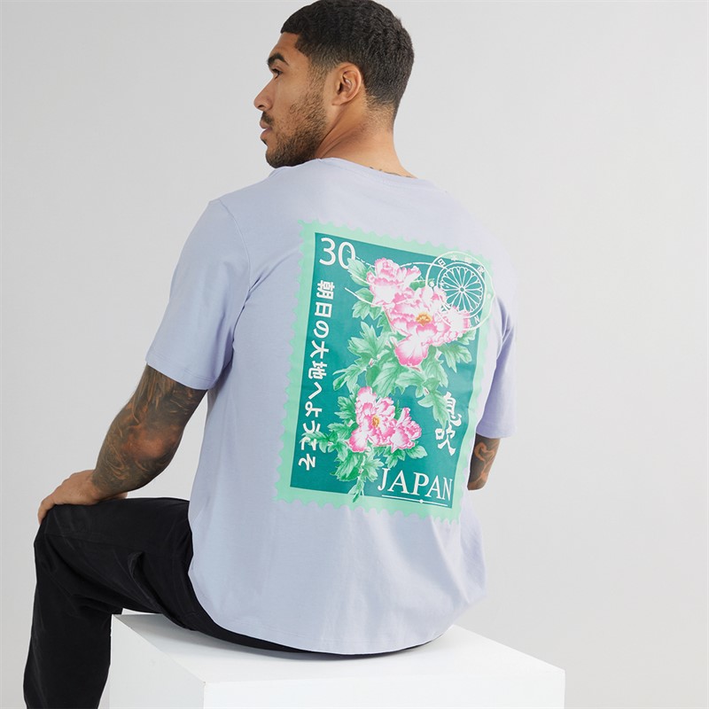 JACK & JONES Mens Bradley Stamp Short Sleeve T-Shirt Languid Lavender