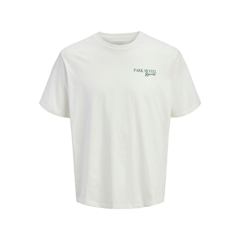 JACK & JONES Mens Bradley Park Motel Short Sleeve T-Shirt Cloud Dancer