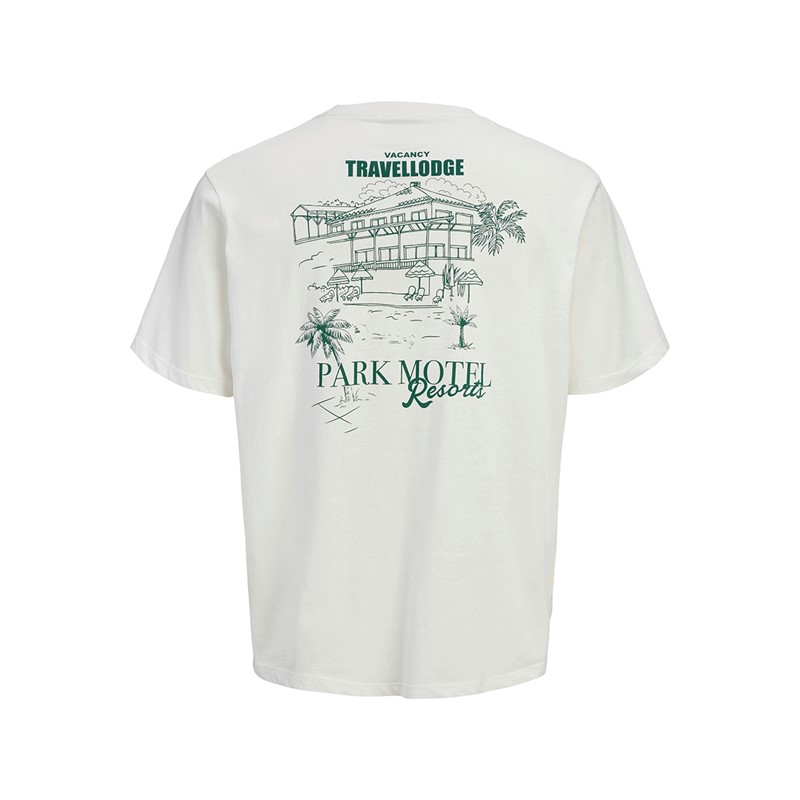 JACK & JONES Mens Bradley Park Motel Short Sleeve T-Shirt Cloud Dancer