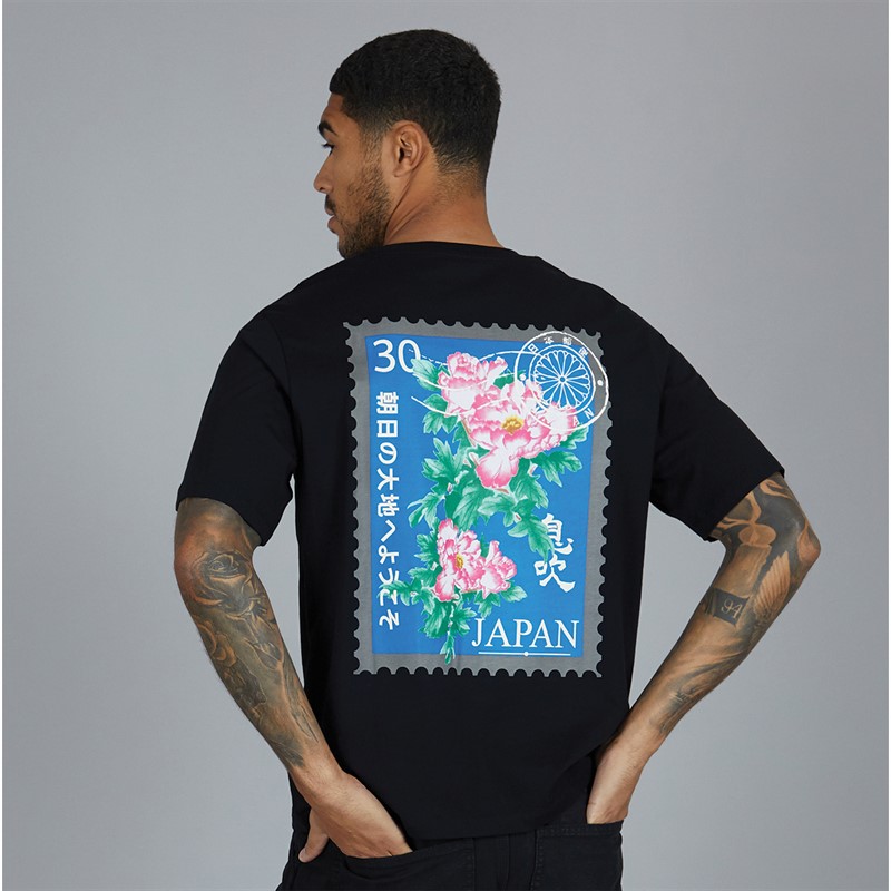 JACK & JONES Mens Bradley Stamp Short Sleeve T-Shirt Black