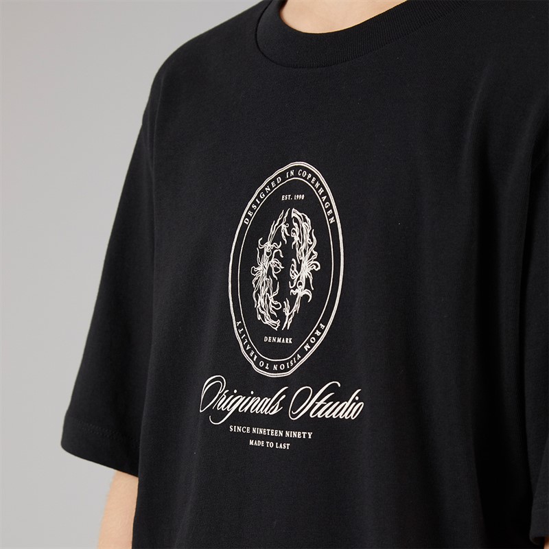 JACK & JONES Boys Jordia Graphic Front T-Shirt Black