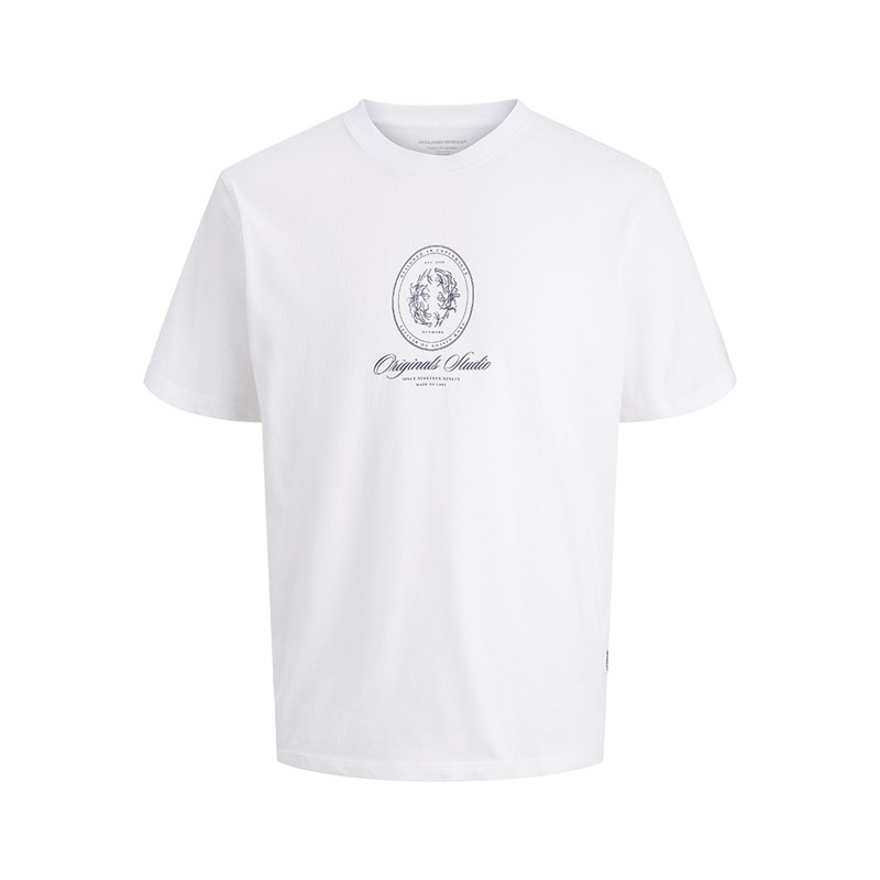 JACK & JONES Drenge Jordia Grafik Front T-Shirt Bright White