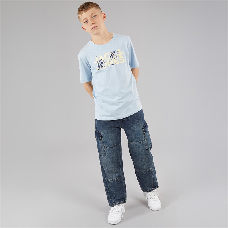 JACK & JONES Boys Tyd Corp Splash T-Shirt Skyway