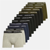 JACK & JONES Mens Benja Solid Twelve Pack Trunks Black/Black/Black/Navy/Navy/Forest Night/Forest Night/Black/Black/Black
