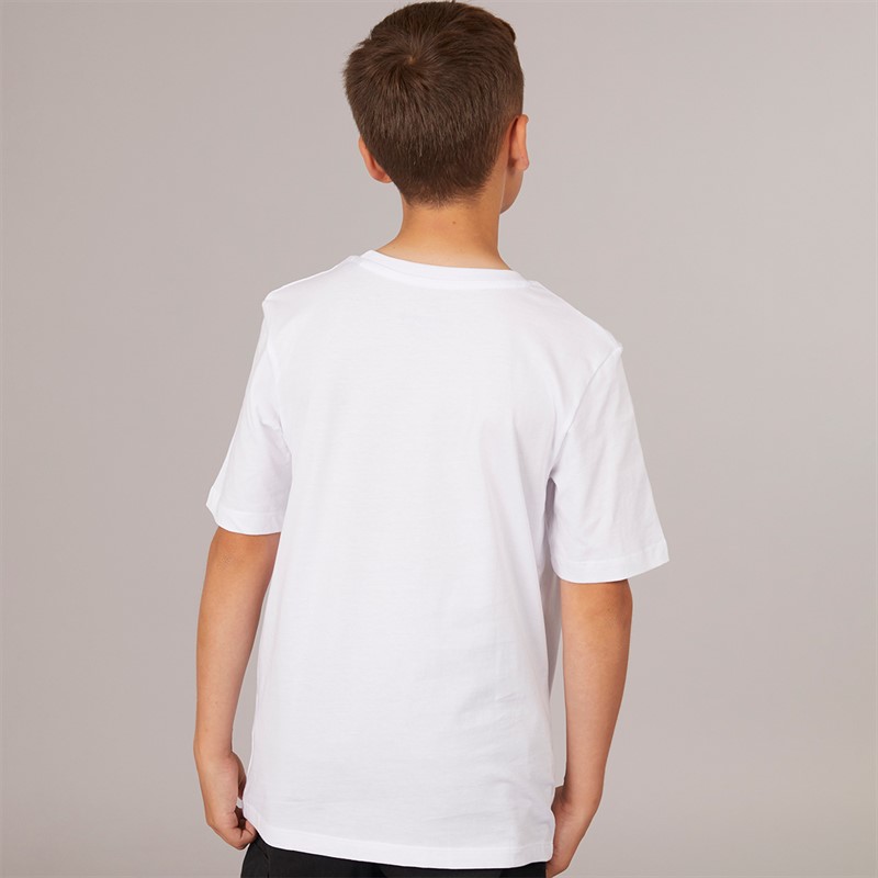 JACK & JONES Boys Logo T-Shirt White Print/Navy Blazer/True Red