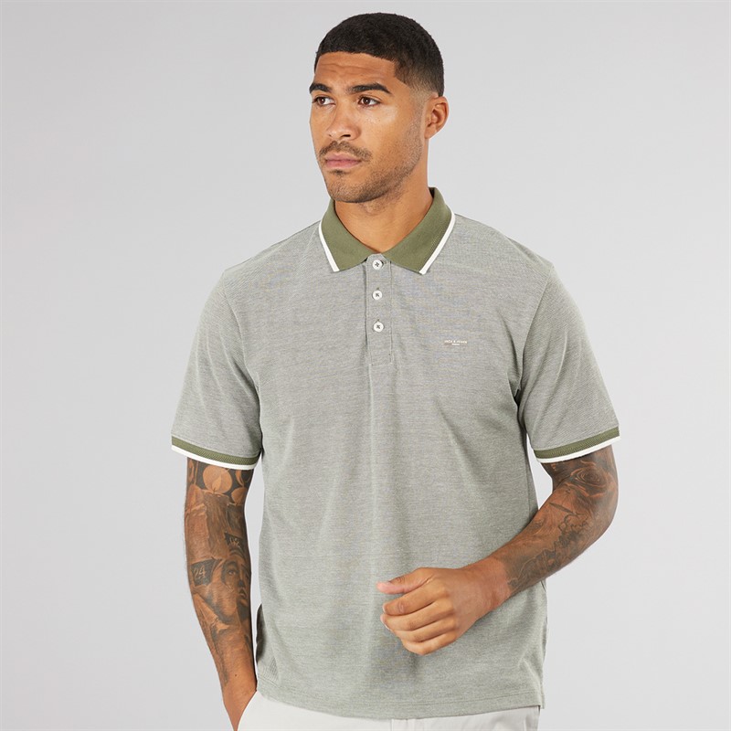 JACK & JONES Mens Alves Short Sleeve Polo Shirt Four Leaf Clover