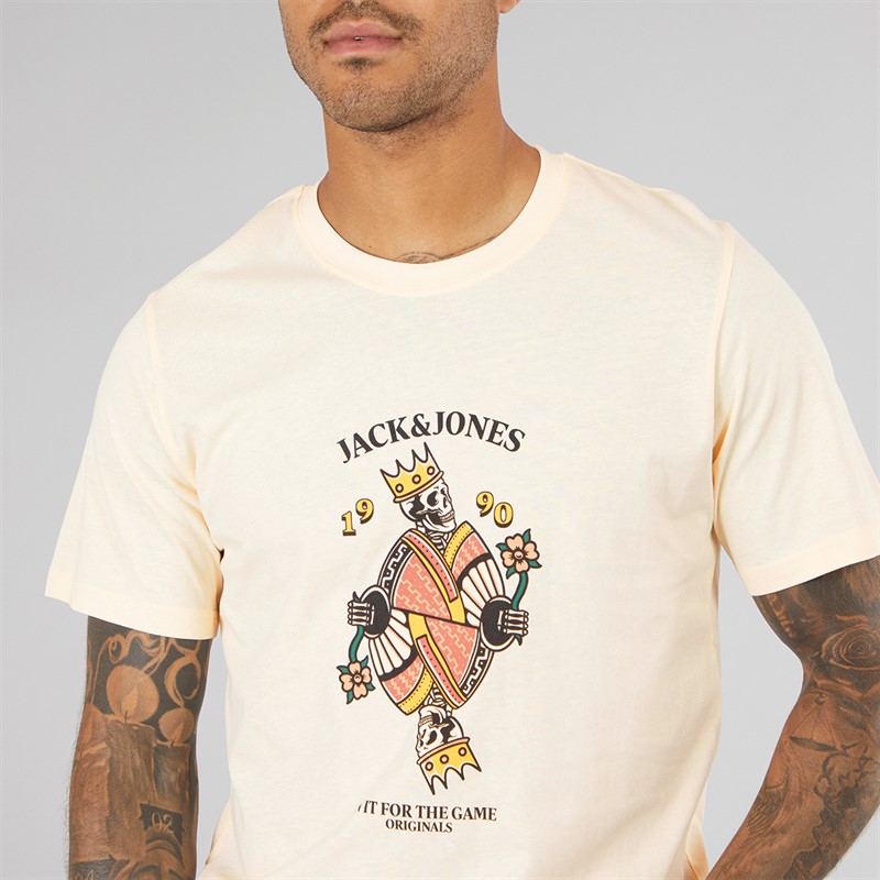 JACK & JONES Mens Anatomy Skull T-Shirt Antique White