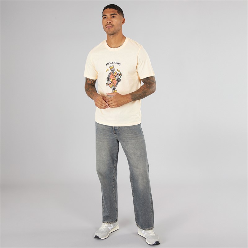 JACK & JONES Mens Anatomy Skull T-Shirt Antique White