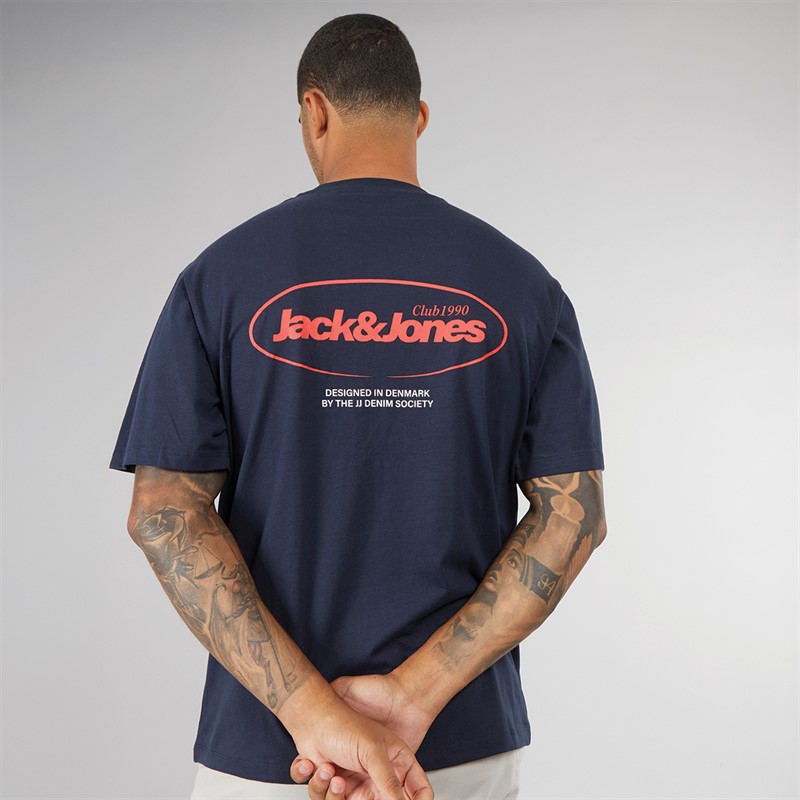 JACK & JONES Mens Bradley Graphic T-Shirt Sky Captain - Size M