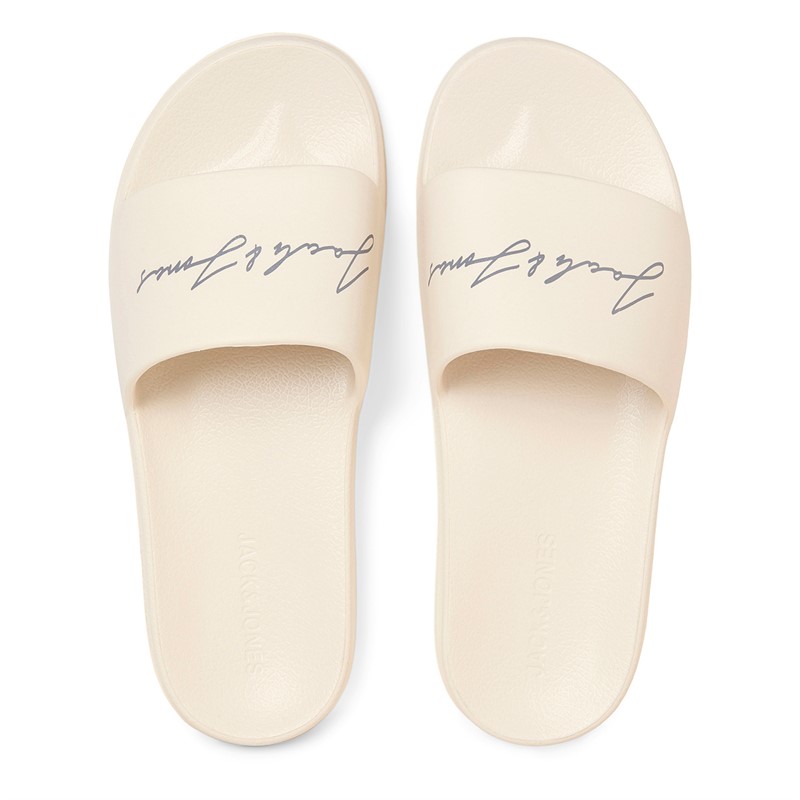 JACK & JONES Mens Gary Moulded Sliders Moonbeam