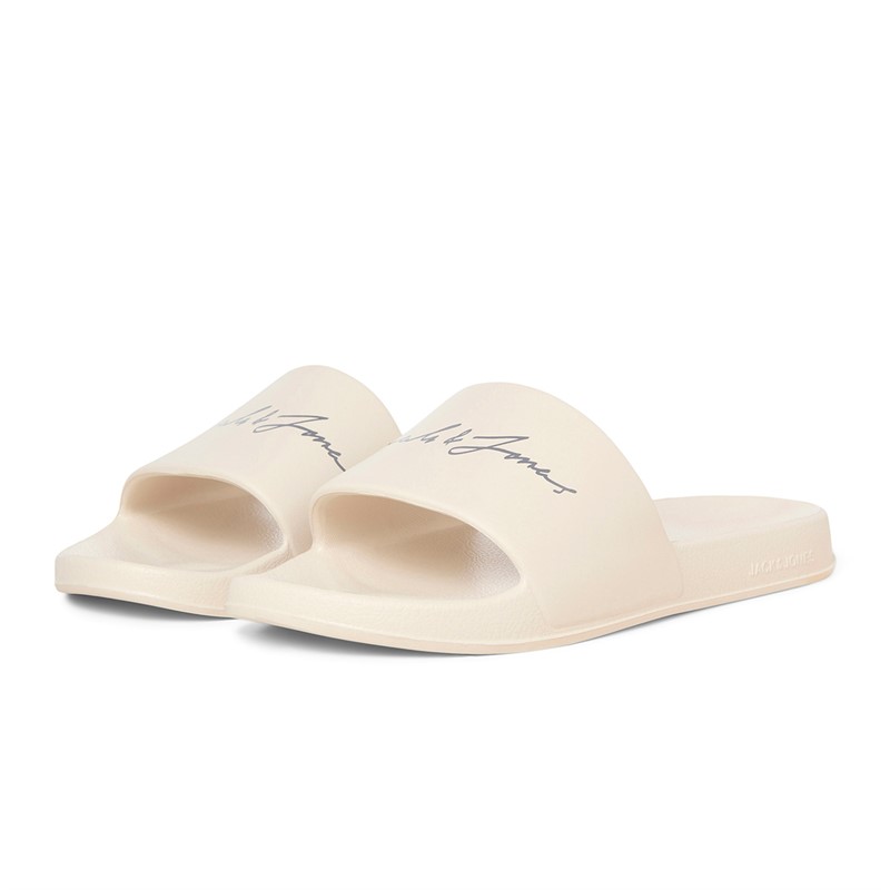 JACK & JONES Mens Gary Moulded Sliders Moonbeam