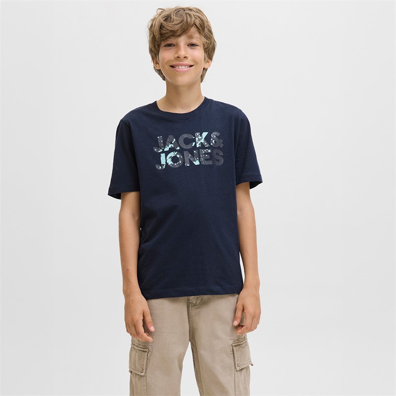 JACK & JONES Boys Bryan Corp Logo T-Shirt Sky Captain/Splash