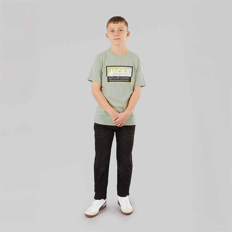 JACK & JONES Boys Logan T-Shirt Aqua Gray