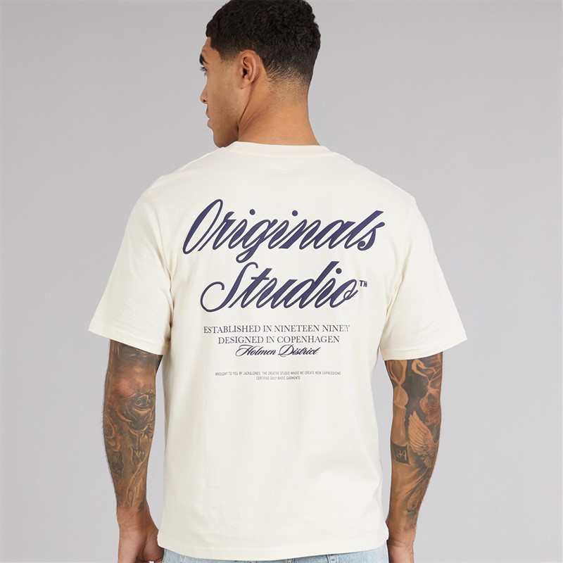 JACK & JONES T-shirt Norrebro Typo dla niego kolor antyczna biel