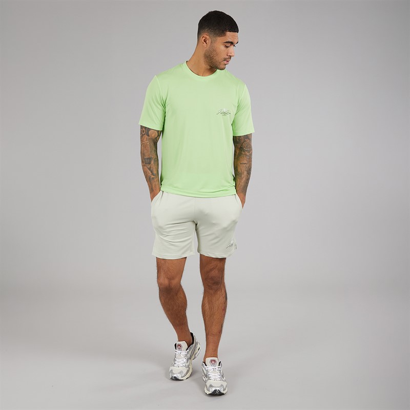 JACK & JONES Mens Mountain Tech T-Shirt And Shorts Set Tee Paradise Green/Short Glazier Grey