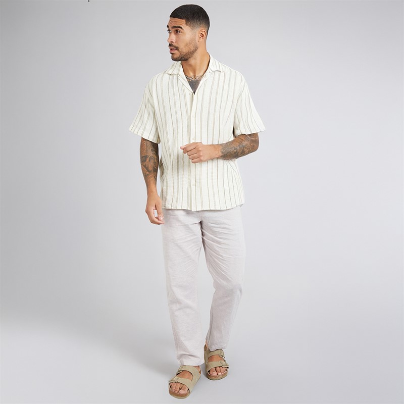 JACK & JONES Mens Kane Paros Linen Blend Trousers Crockery