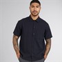 JACK & JONES Mens Eastern Seersucker Short Sleeve Shirt Black Beauty