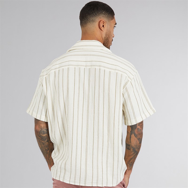 JACK & JONES Mens Coba Stripe Short Sleeve Shirt Cedar