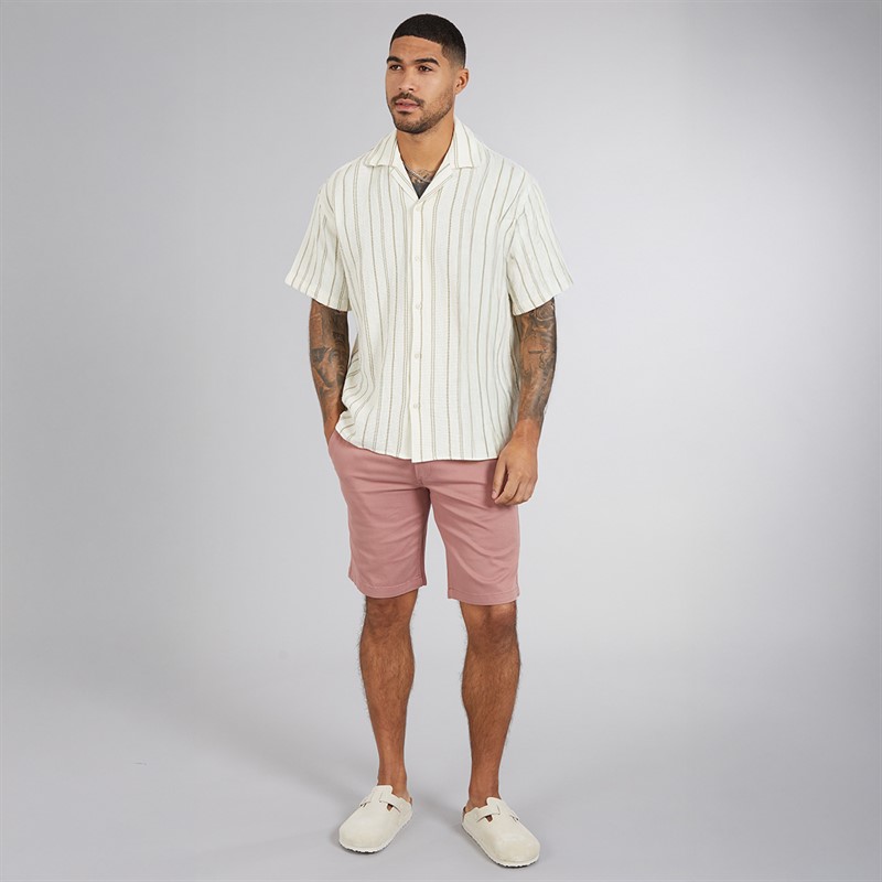 JACK & JONES Mens Coba Stripe Short Sleeve Shirt Cedar